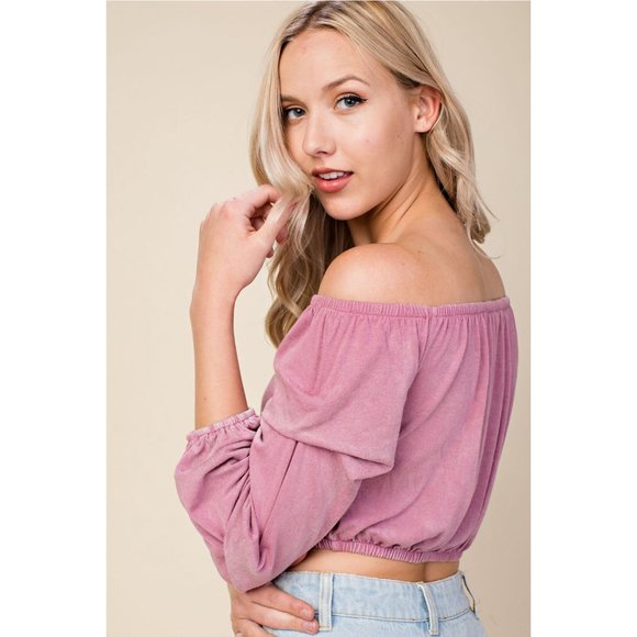 Honey Punch Crop Top, Mauve - Picture 2 of 4